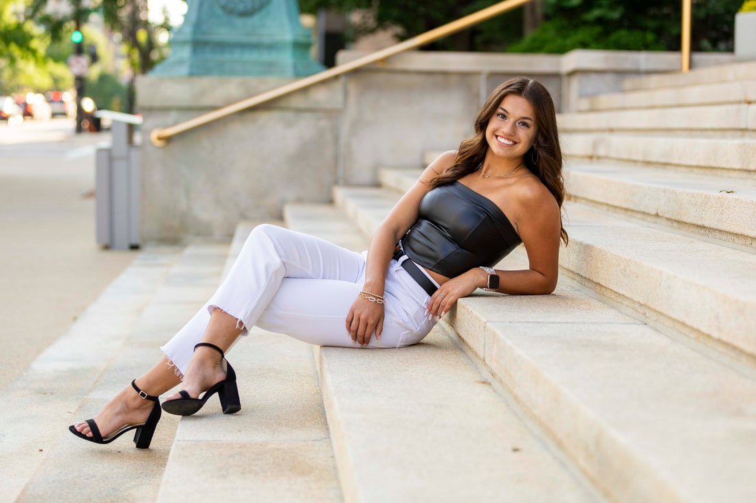 Muskego High School senior in downtown Milwaukee for her senior session